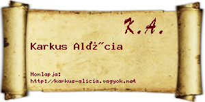 Karkus Alícia névjegykártya